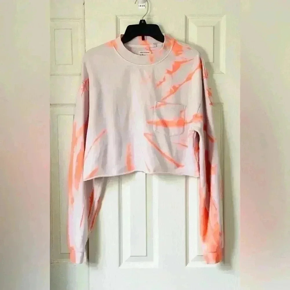 Urban Outfitters pink and orange Tie dye cropped Long Sleeve sweatshirt Size SP